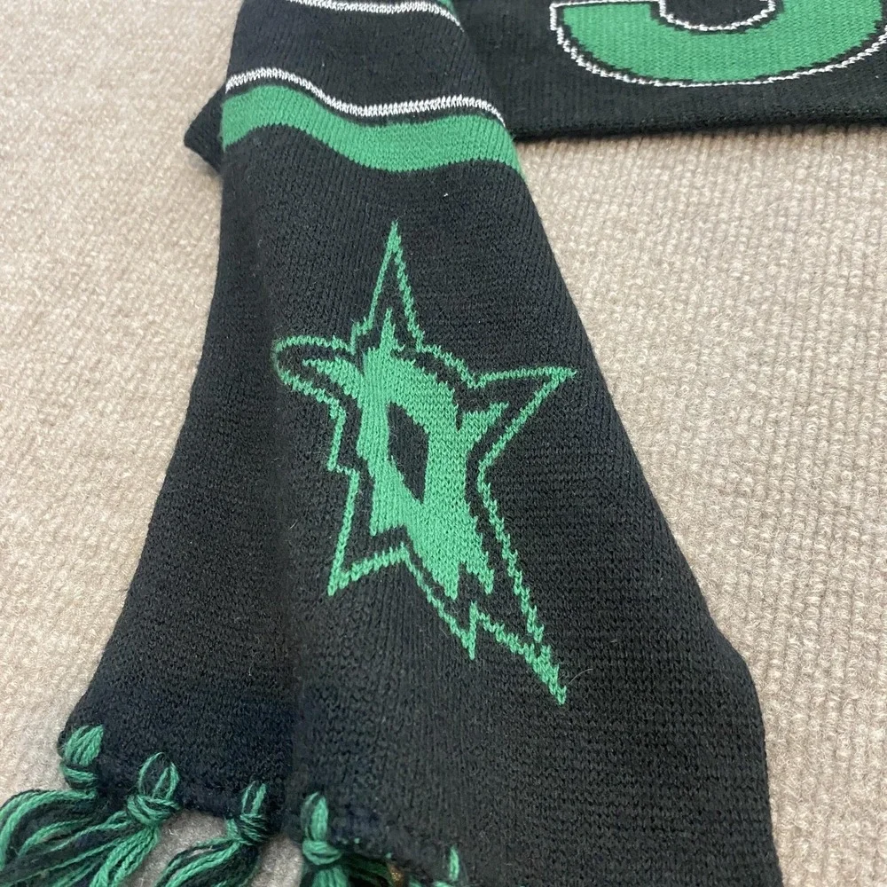 Dallas Stars Scarf Mens One Size Black Green NHL Hockey '47 Knit Fringe Jacquard